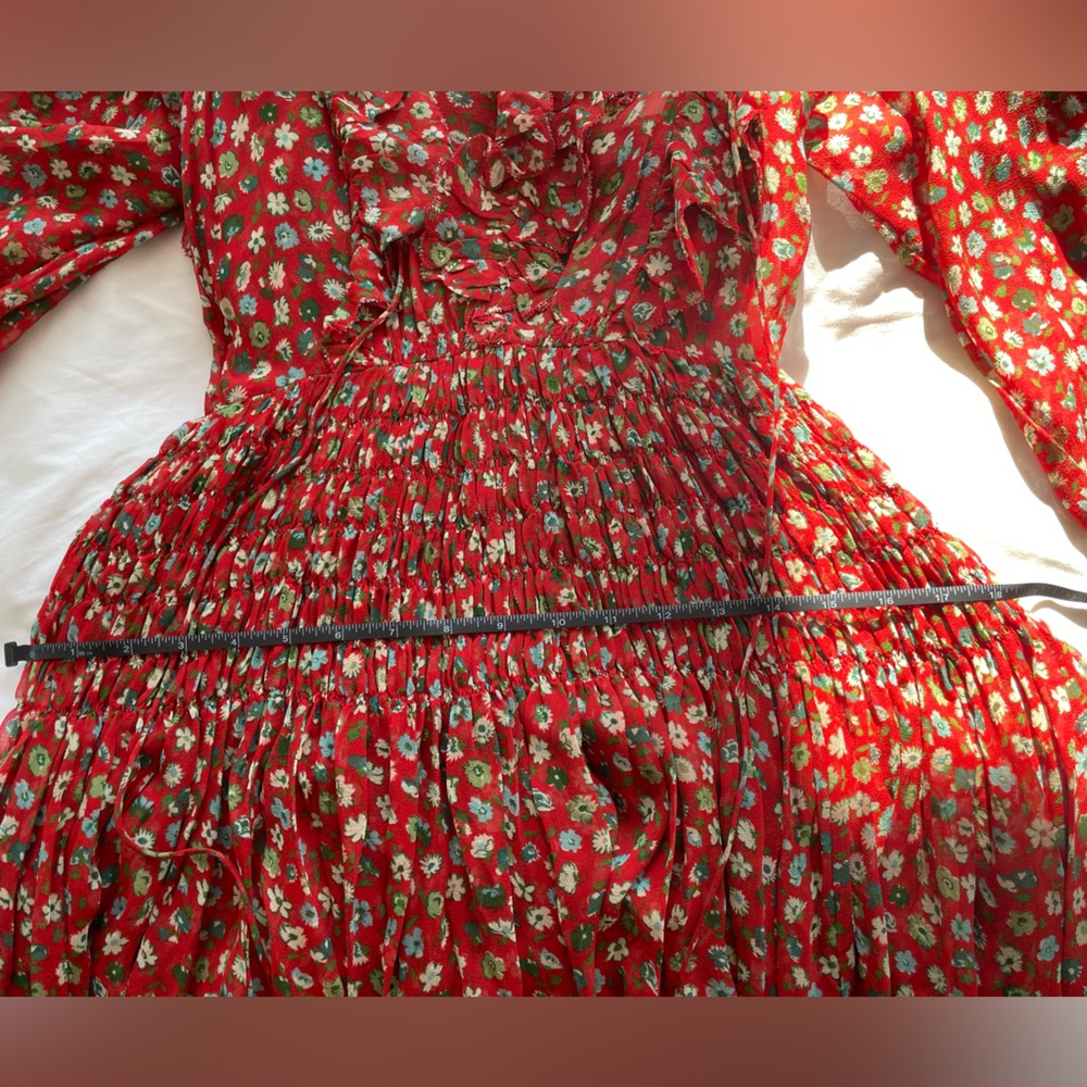 NWT DOEN MURIEL DRESS - XXS (roughly size 0-2) Red Print - Silk - Picture 12 of 12